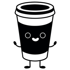 Cute kawaii coffee cup character design