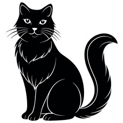 Fluffy tailless cymric cat in seated position vector graphic