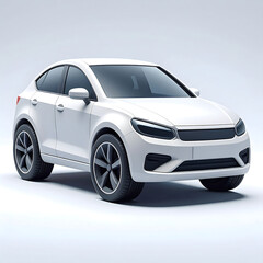 Fototapeta premium Sleek Minimalist 3D Car Icon Smooth, Matte Finish White Vehicle Design