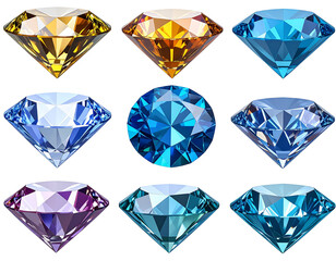 Fototapeta premium Collection of sparkling gemstones in various colors and cuts