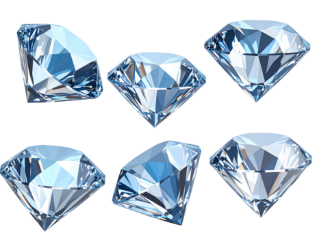 Sparkling,faceted gemstones in various angles