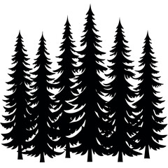 Obraz premium Silhouette design of a pine tree forest