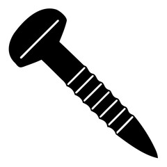 Detailed screw and nail black vector icon on a transparent background