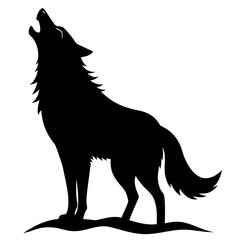 Howling wolf black silhouette vector design