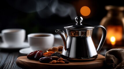 Warm Evening Tea: A Cozy Still Life with Spices and Dates