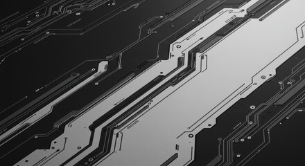 Abstract Monochrome Circuit Board Design