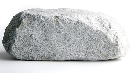 Large Grey Granite Boulder Isolated on White Background Stone Rock