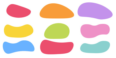 Hand drawn organic rectangle frames. Abstract doodle liquid shapes. Organic free flat blobs. Irregular fluid bubbles. Empty text box.