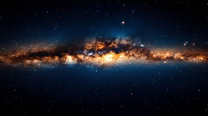 Naklejka premium Celestial Galaxy: A breathtaking glimpse of the cosmos unveils the Milky Way galaxy, a spiral of stars and cosmic wonders, capturing the vastness of space and the beauty of the universe.