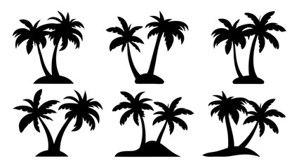Fototapeta premium Set of plam tree silhouette
