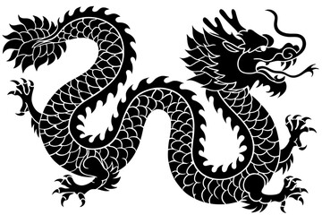 Fototapeta premium Traditional Chinese Dragon Silhouette