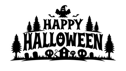 Happy Halloween vector lettering. Handwritten text design. Vector on white background