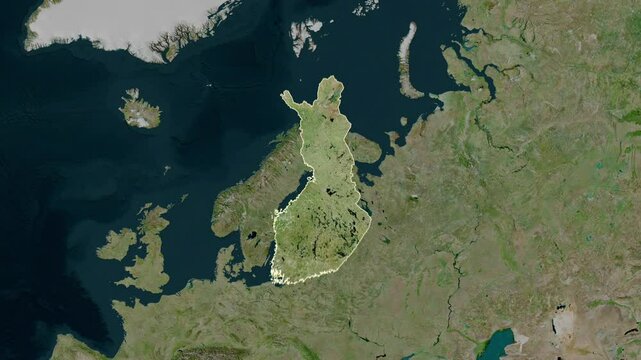 Finland map - extract. Border. Satellite  map