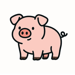 cute pig pink with white background
