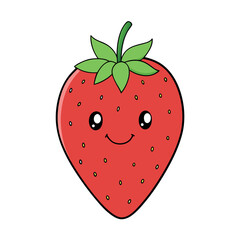 Obraz premium Isolated vector illustration of a single strawberry