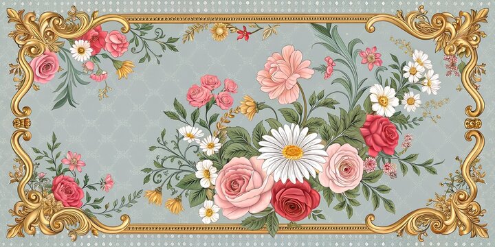 Digital print dupatta design. Textile design. Flower background design.