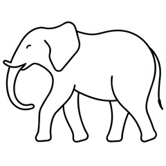 Fototapeta premium Thin line drawing of a walking elephant
