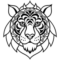Obraz premium Symmetrical tiger head mandala design for banners