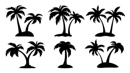 Obraz premium Set of plam tree silhouette
