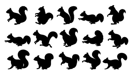Group of running squirrel silhouette icon vector © Rani