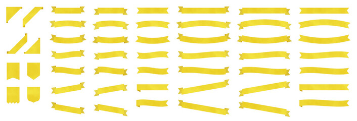 水彩風　黄色いリボンフレームセット　装飾用・見出し用・飾り枠にも使えるシンプル素材