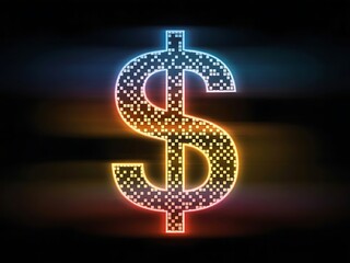 Digital Dollar Sign with Pixelated Effect