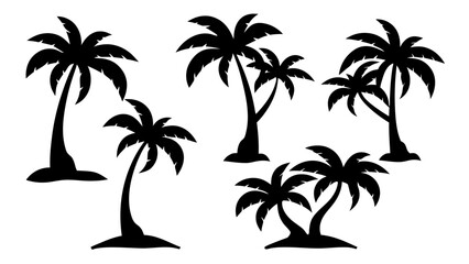 Set of plam tree silhouette