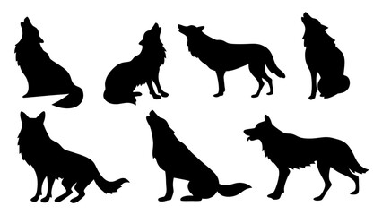 Set of wolf silhouette design big pack of illustration