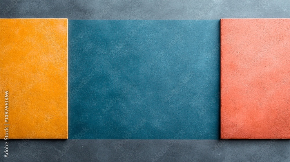 Poster geometric split screen with orange teal and red color fields
