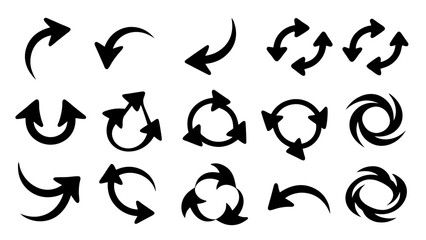 Set of black silhouette arrows