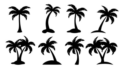 Fototapeta premium Set of plam tree silhouette