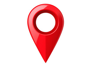 Classic Red Location Pin Icon, Transparent Background