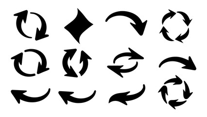 Set of black silhouette arrows