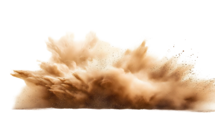 Sand explosion dust on transparent background