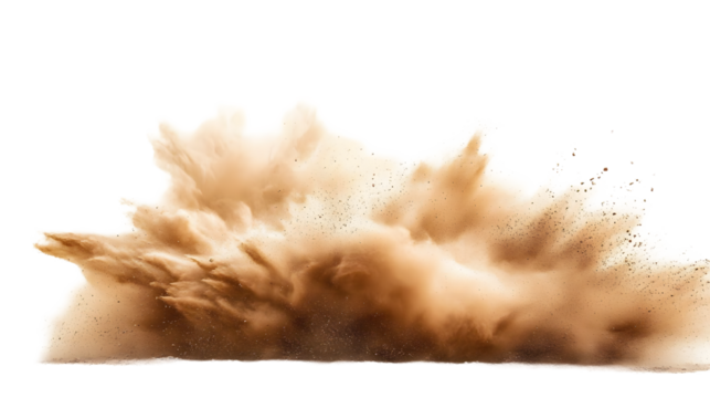 Sand explosion dust on transparent background