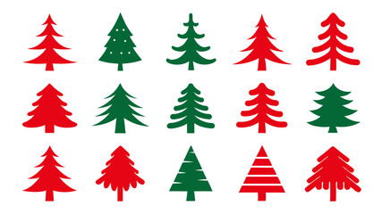 Fototapeta premium set of red and green christmas tree vector.