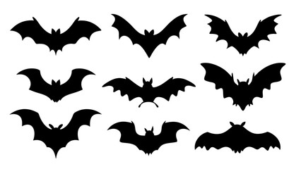 Naklejka premium set of halloween bat silhouette vector on tranparent background