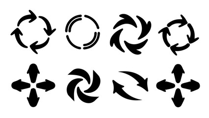 Set of black silhouette arrows