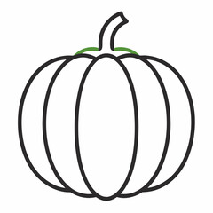 Flat White Boer Pumpkin outline icon on white background