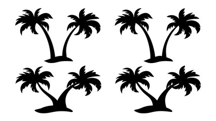 Set of plam tree silhouette
