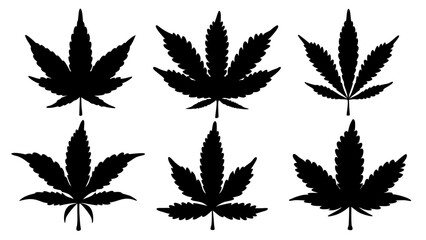 set of marijuana silhouette
