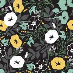 Morning Glory Majesty Bold Floral Abstract on Dark can be use for background and apparel design