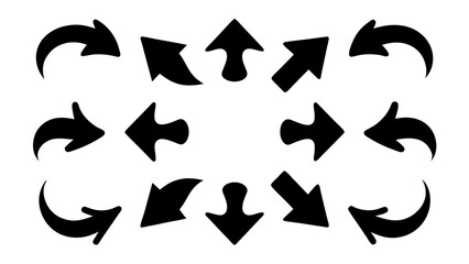 Set of black silhouette arrows