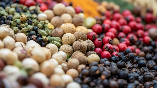 Vibrant Spice Blend Background Colorful Peppercorns Texture