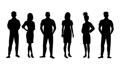 set of a group of standing business people