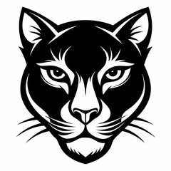 Puma head silhouette vector black on white background 