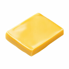 Single slice of yellow processed cheese isolated on transparent background