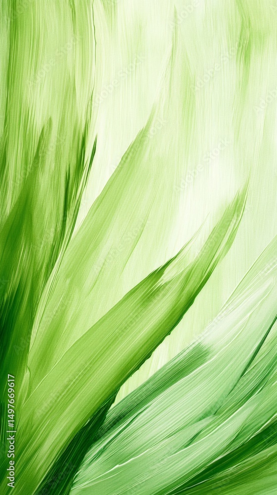 Poster abstract green background with dynamic brushstrokes - textured artistic surface for design and creat