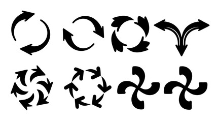 Set of black silhouette arrows