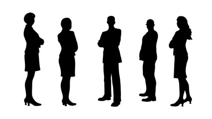 set of a group of standing business people